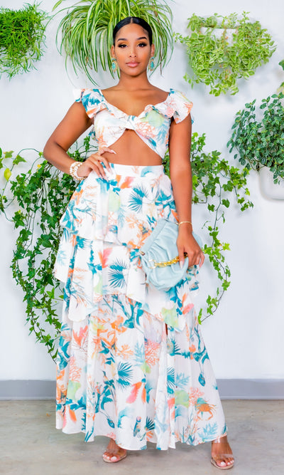 Tropical Two Piece Skirt Set - Cutely Covered