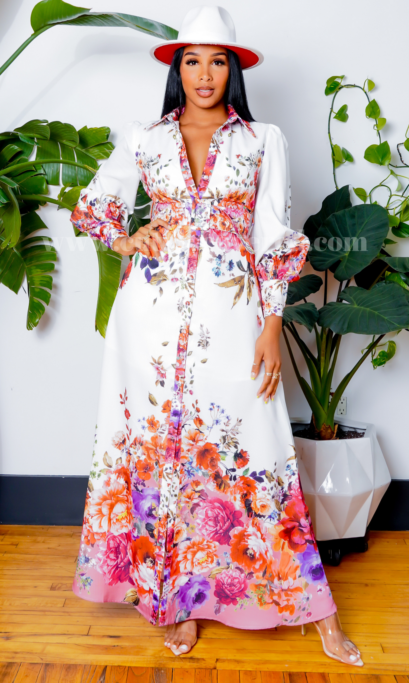 Queen of the Garden I Long Sleeve Maxi Dress -  Mauve Floral - Cutely Covered