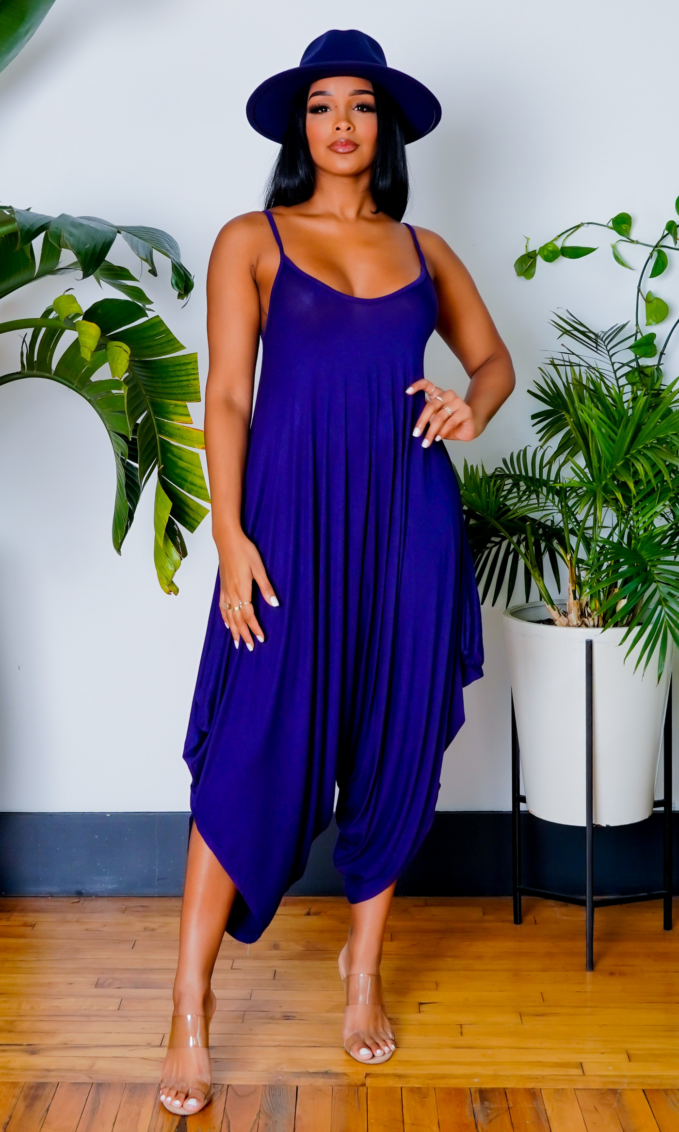 Chic Loose Harem Jumpsuit - Navy - Cutely Covered