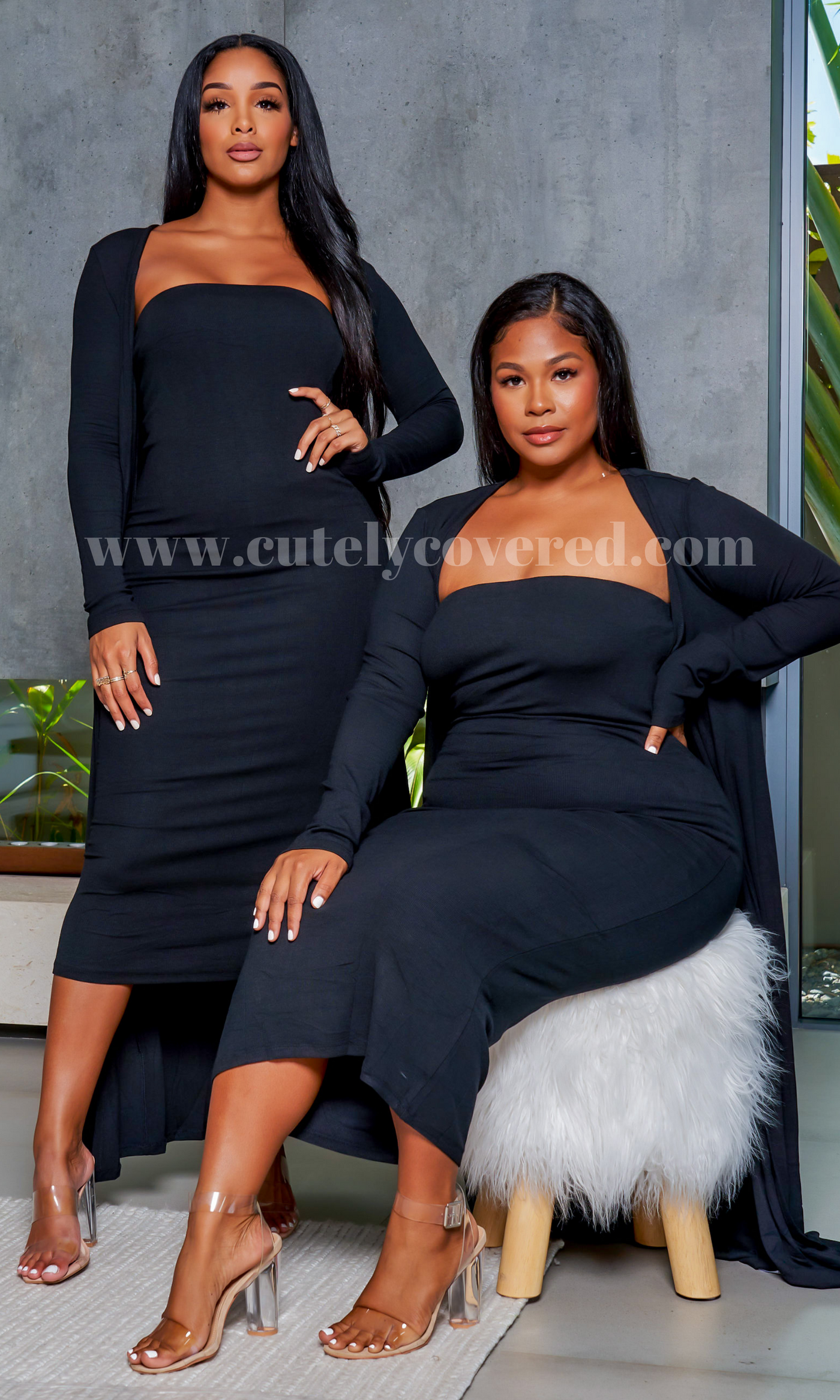 Slay Bae | Cardigan Dress Set - Black (3/4 sleeve) PREORDER ships June 30th - Cutely Covered