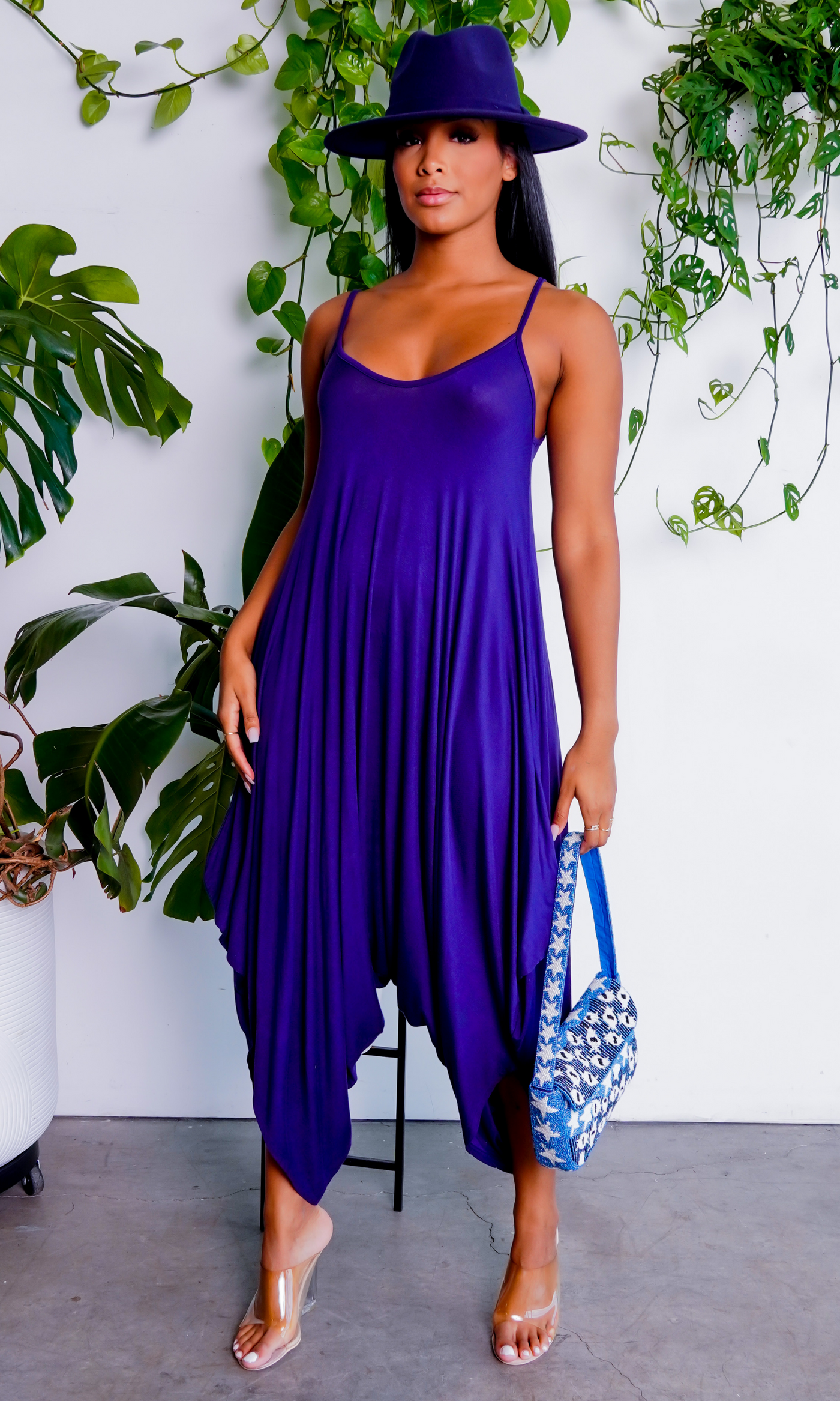 Chic Loose Harem Jumpsuit - Navy - Cutely Covered