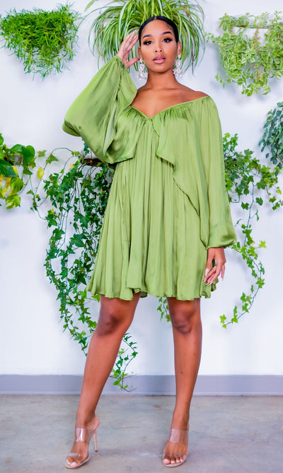 She's Classy l Flow Dress - Kiwi Green - Cutely Covered