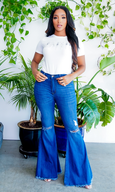 Flare Jeans | High Waisted Denim Jeans - Cutely Covered