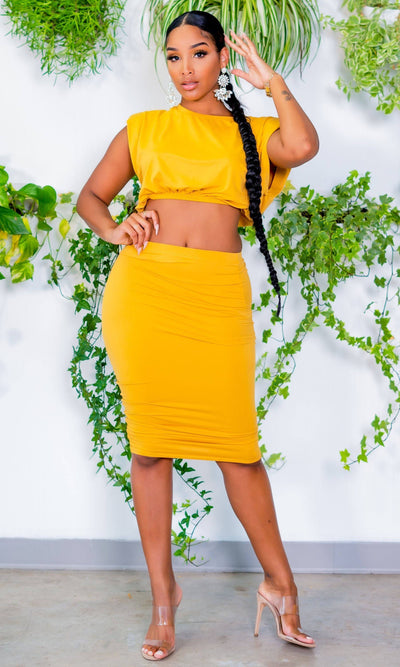 Yellow Two Piece Skirt Set - Cutely Covered