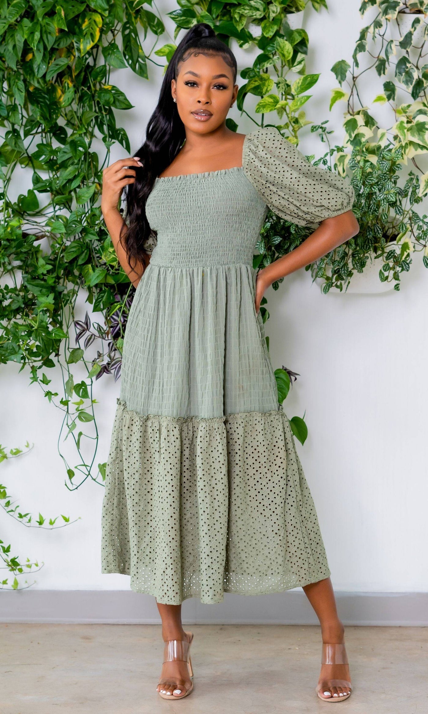 Girl Like Me | Midi Dress - Sage Green FINAL SALE - Cutely Covered