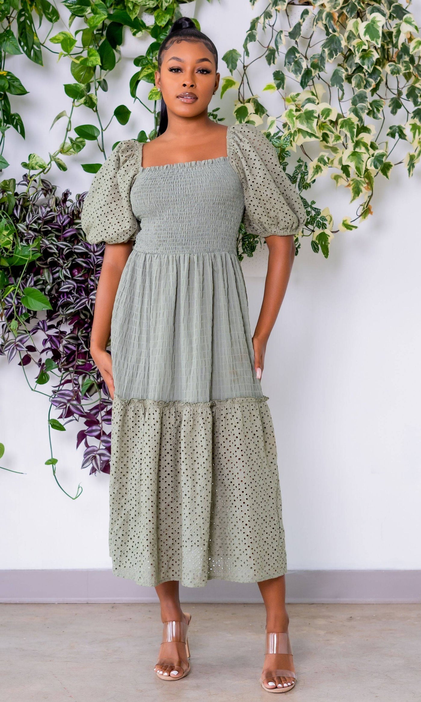 Girl Like Me | Midi Dress - Sage Green FINAL SALE - Cutely Covered