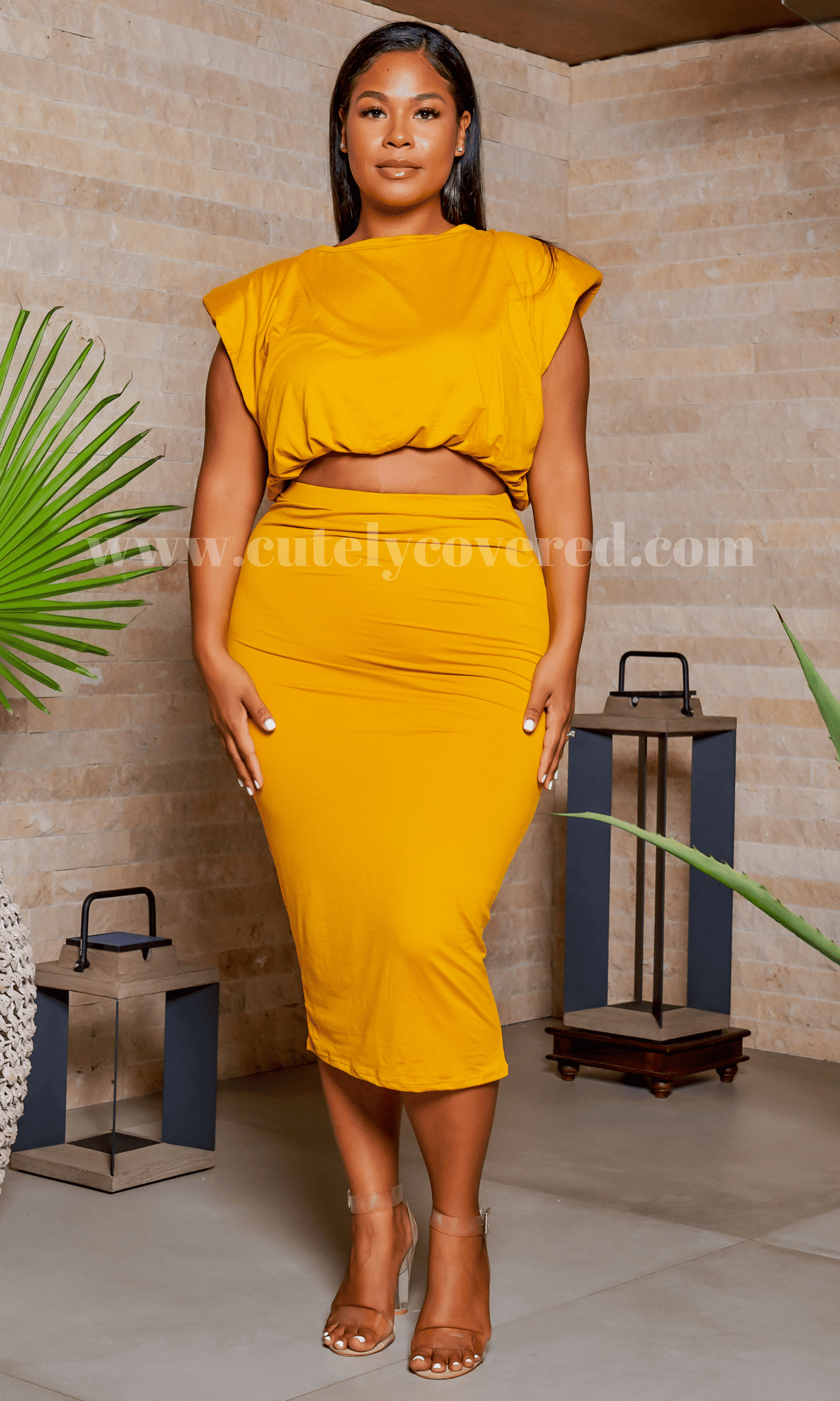 Yellow Two Piece Skirt Set - Cutely Covered