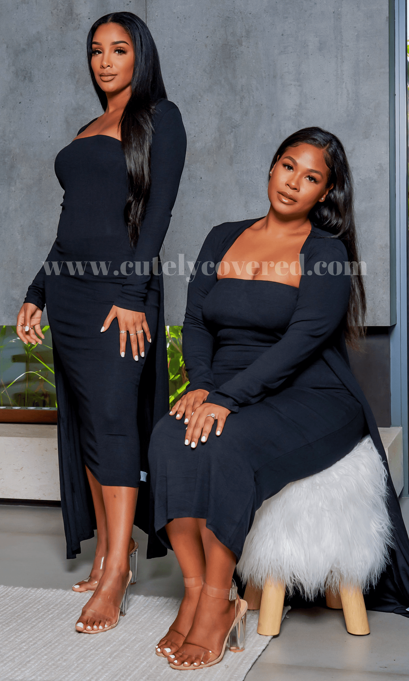 Slay Bae | Cardigan Dress Set - Black - Cutely Covered