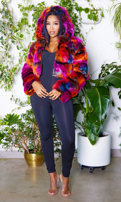 My Type Colorful Faux Fur Jacket - Cutely Covered