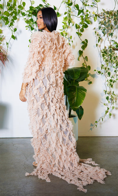 Queen in Ruffles | Ruffle Cardigan Nude - Cutely Covered