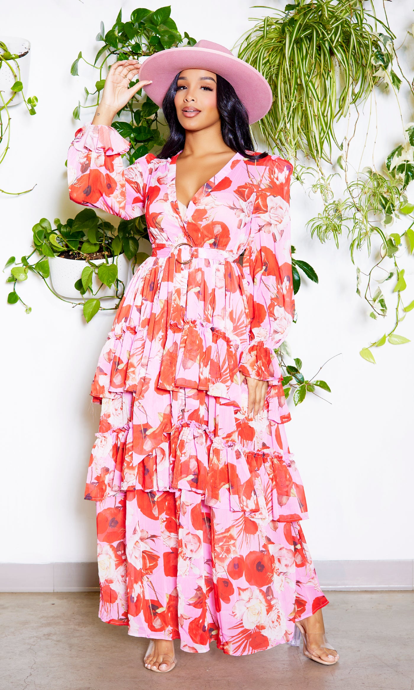 Printed to Perfection | Pink Red Maxi Dress - Cutely Covered