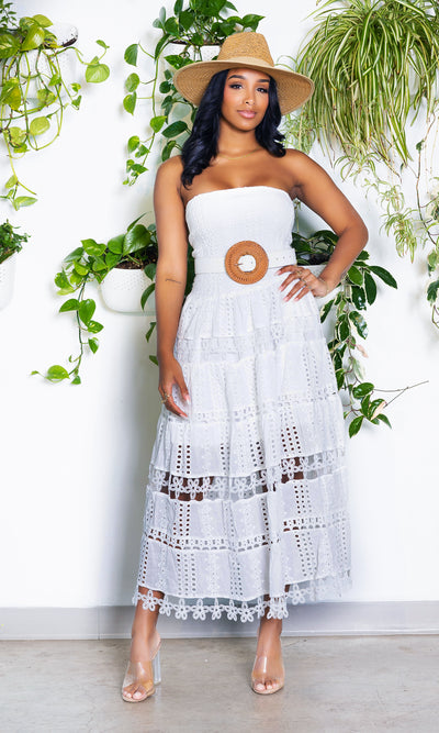 EVERYTHING | White  Embroidery Dress - Cutely Covered