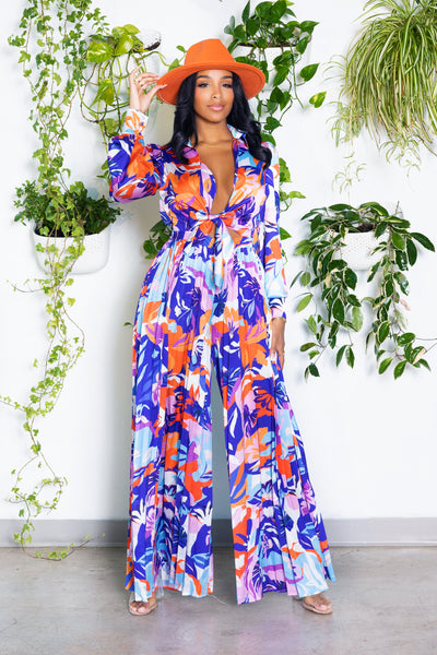 This is IT | Tie Waist Wide Leg Jumpsuit - Cutely Covered