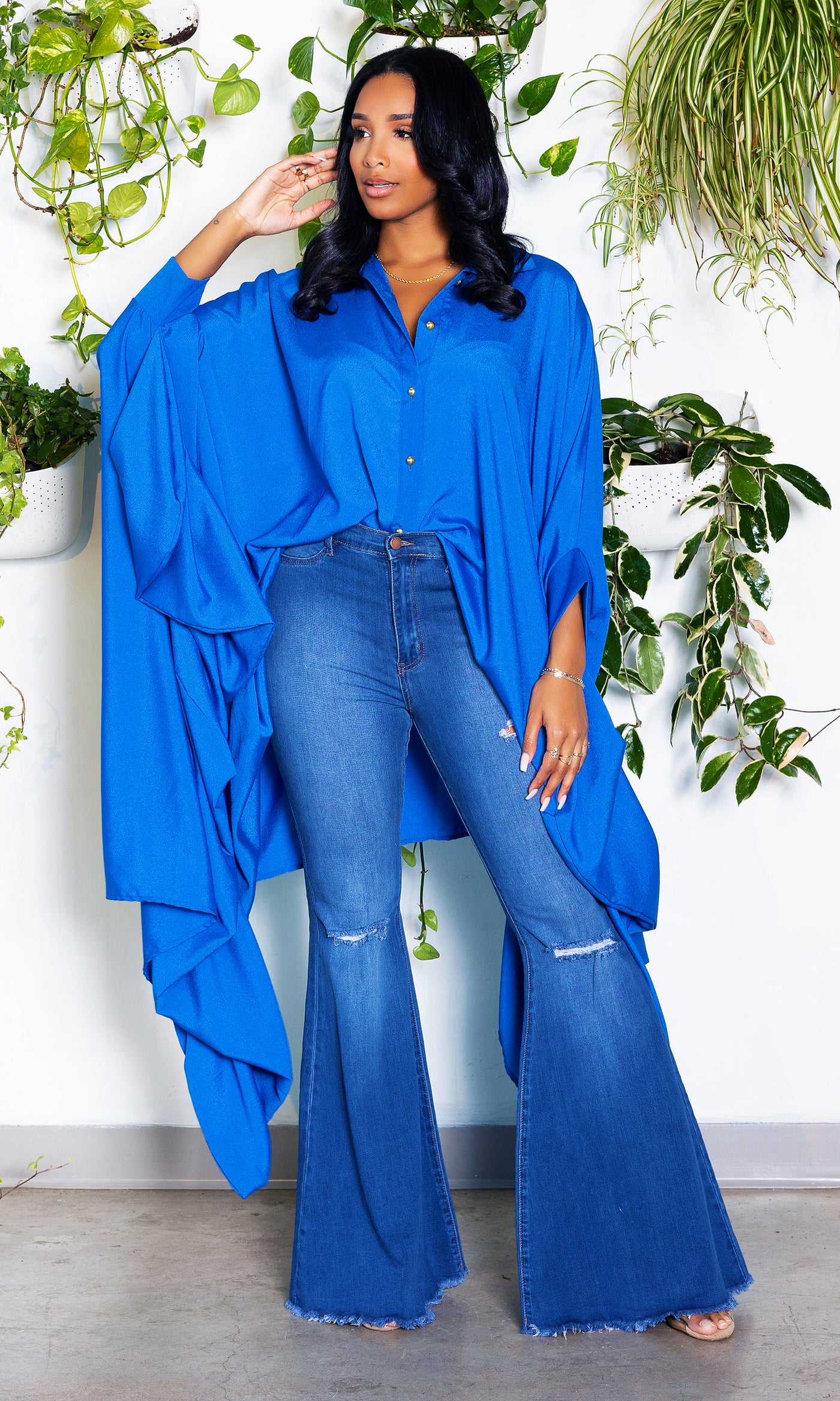 Chic Asymmetrical Top - Royal Blue - Cutely Covered