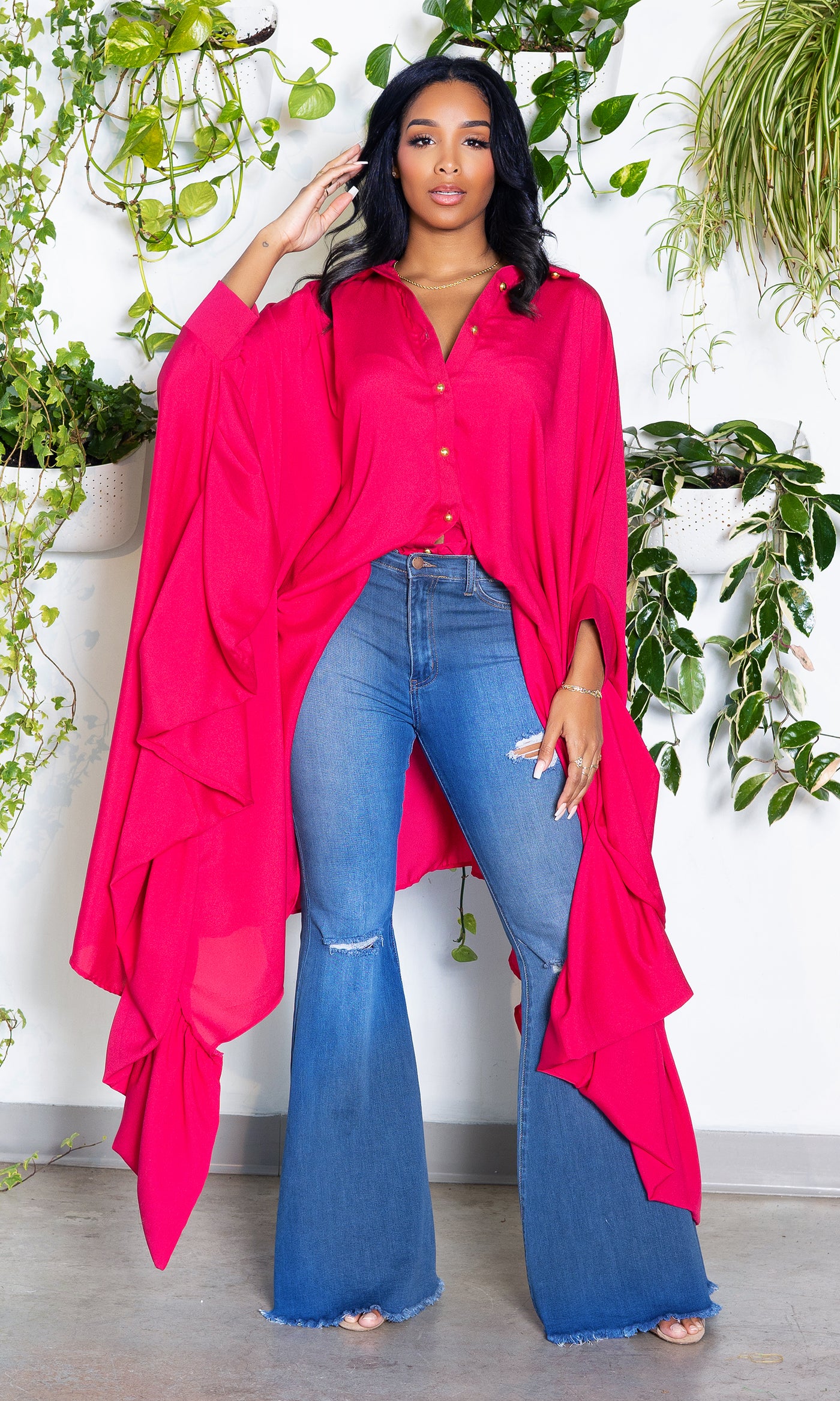 Chic Asymmetrical Top - Fuchsia - Cutely Covered