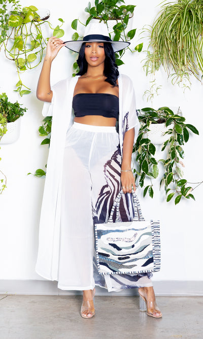 Zebra In Paradise | Kimono & Pants Set - Cutely Covered