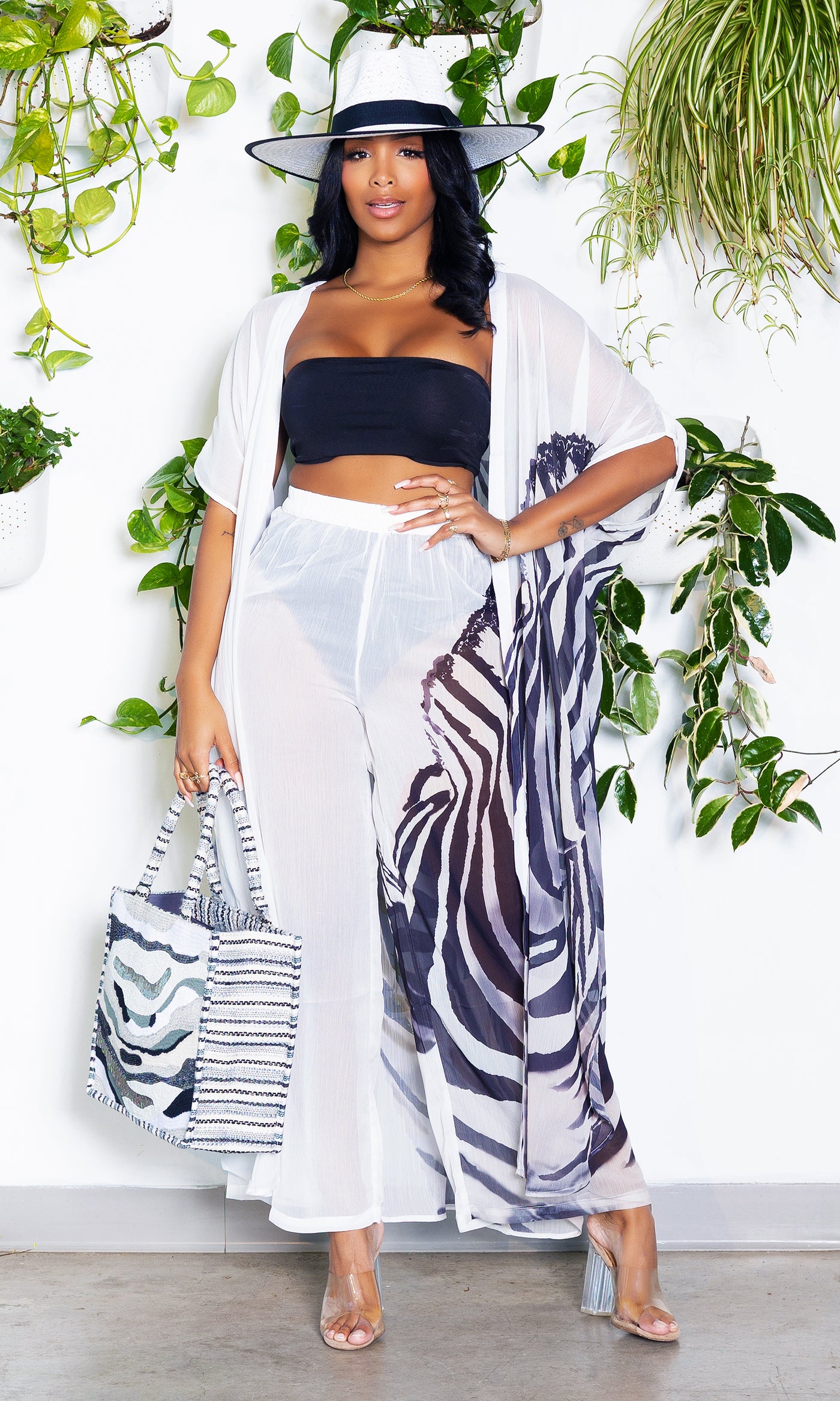 Zebra In Paradise | Kimono & Pants Set - Cutely Covered