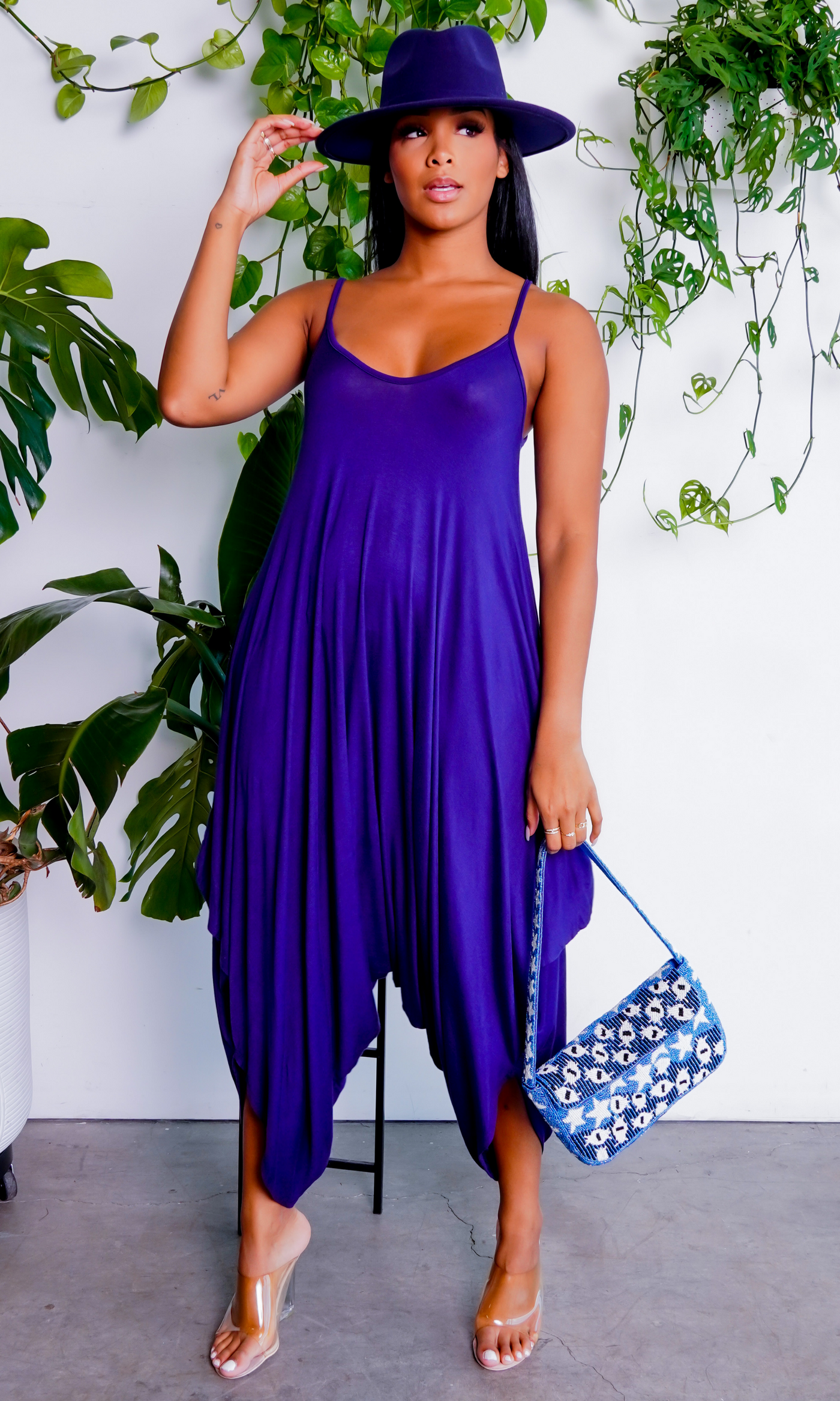 Chic Loose Harem Jumpsuit - Navy - Cutely Covered