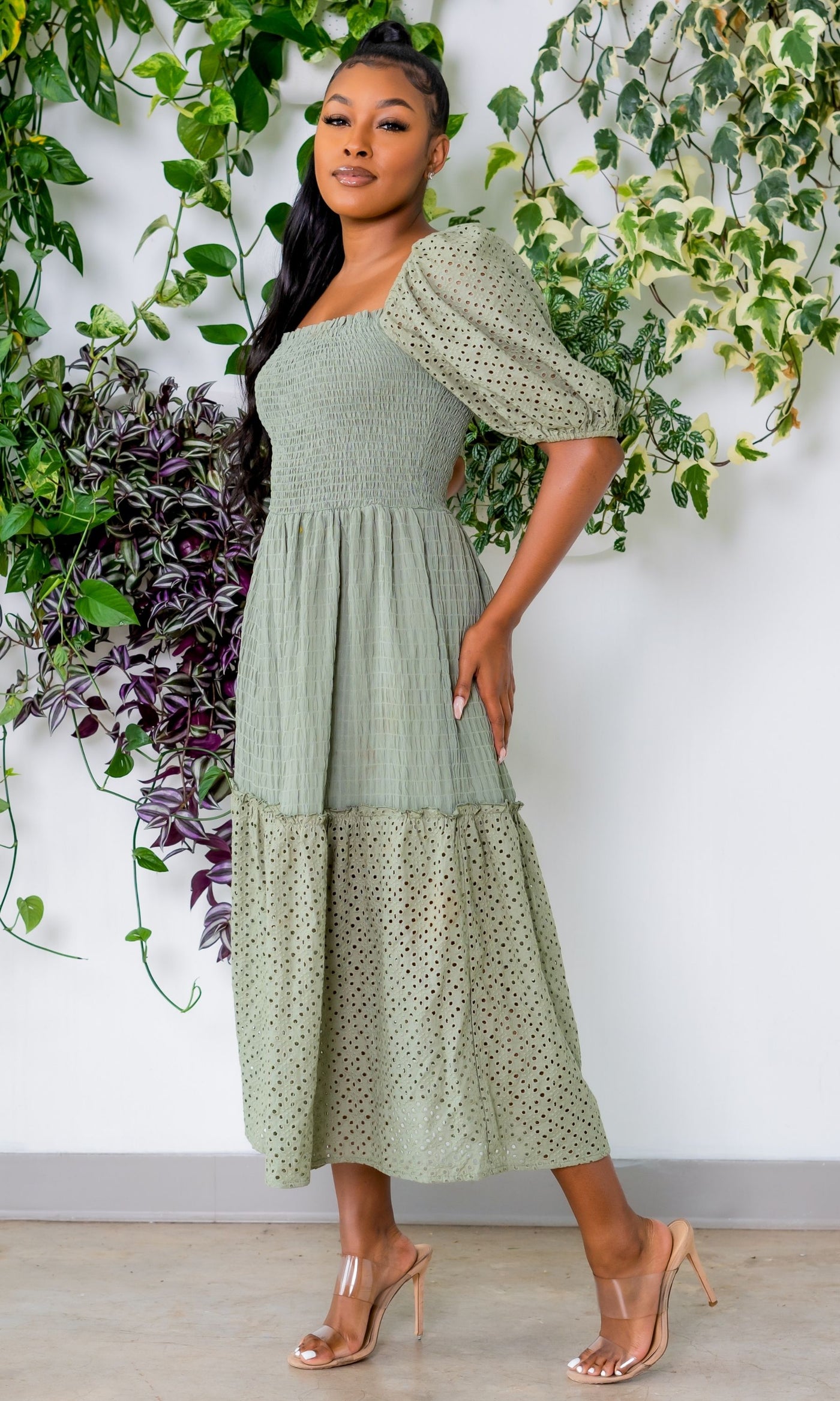 Girl Like Me | Midi Dress - Sage Green FINAL SALE - Cutely Covered