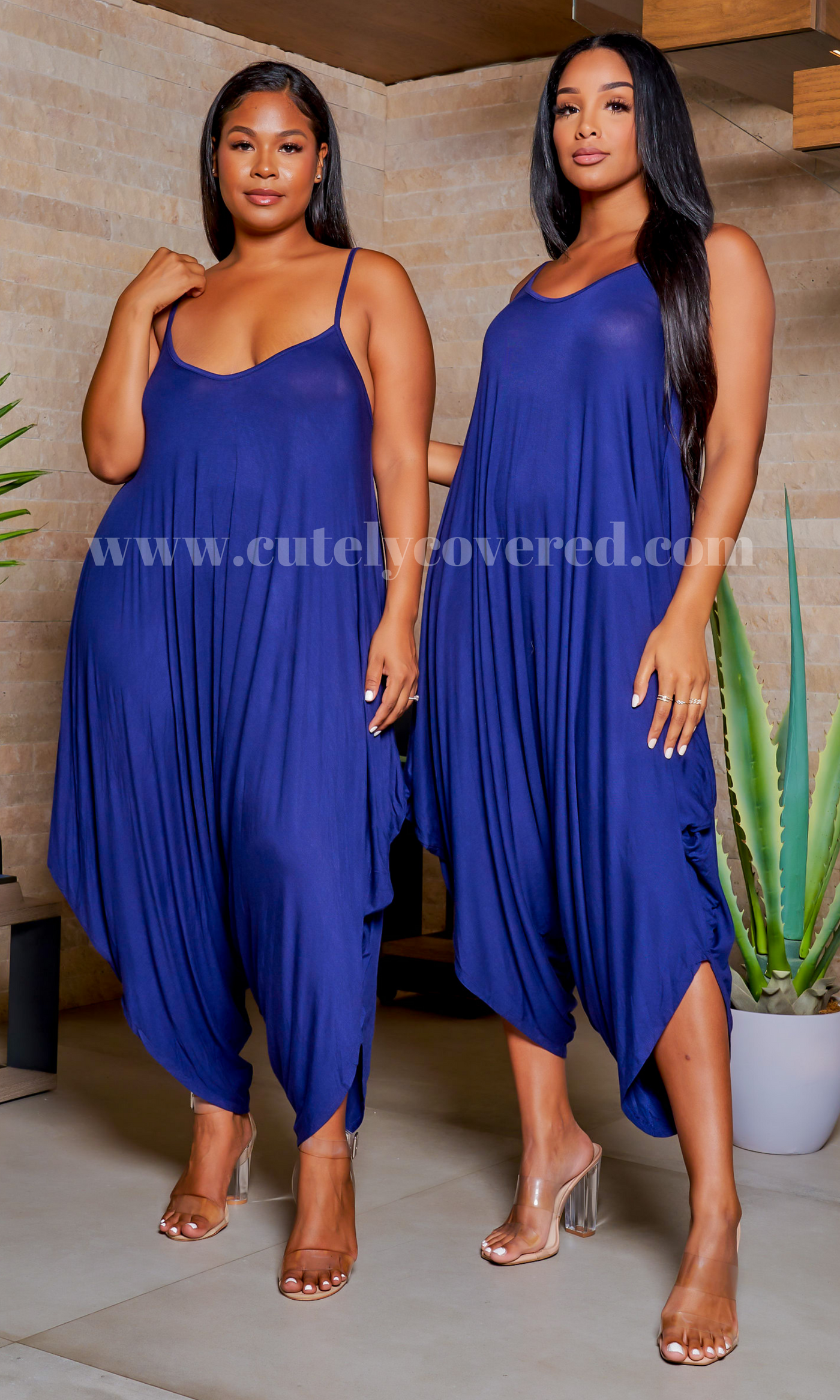 Chic Loose Harem Jumpsuit - Navy - Cutely Covered