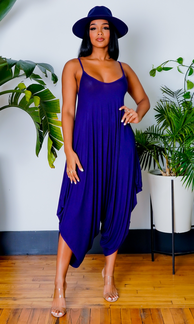 Chic Loose Harem Jumpsuit - Navy - Cutely Covered