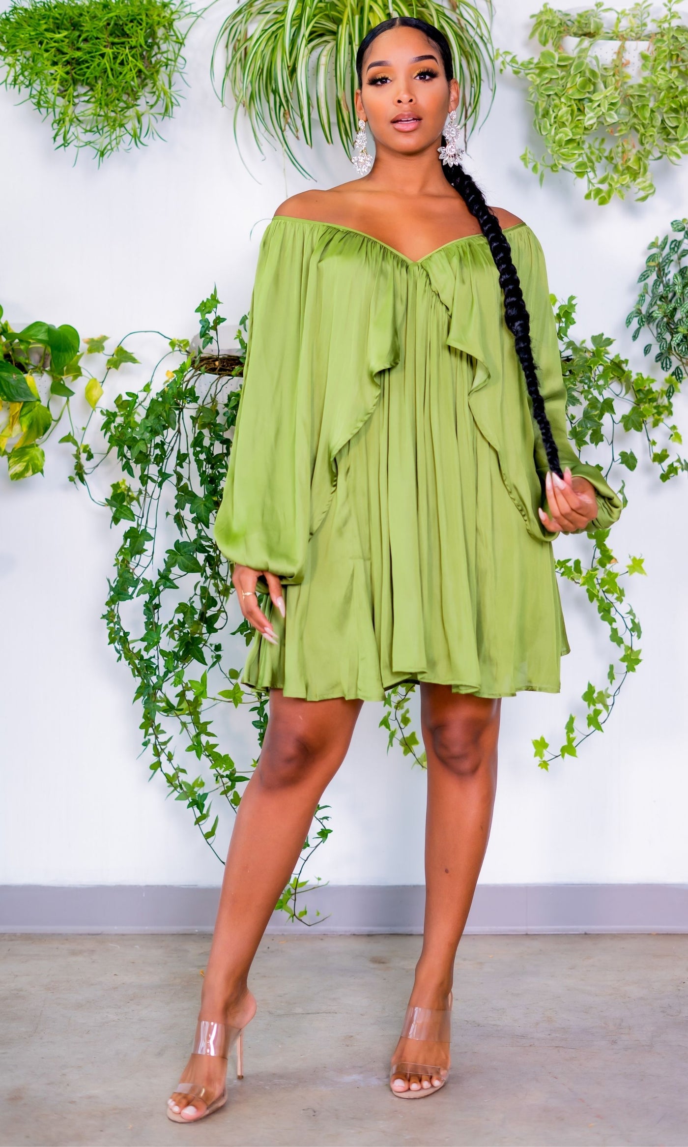 She's Classy l Flow Dress - Kiwi Green - Cutely Covered