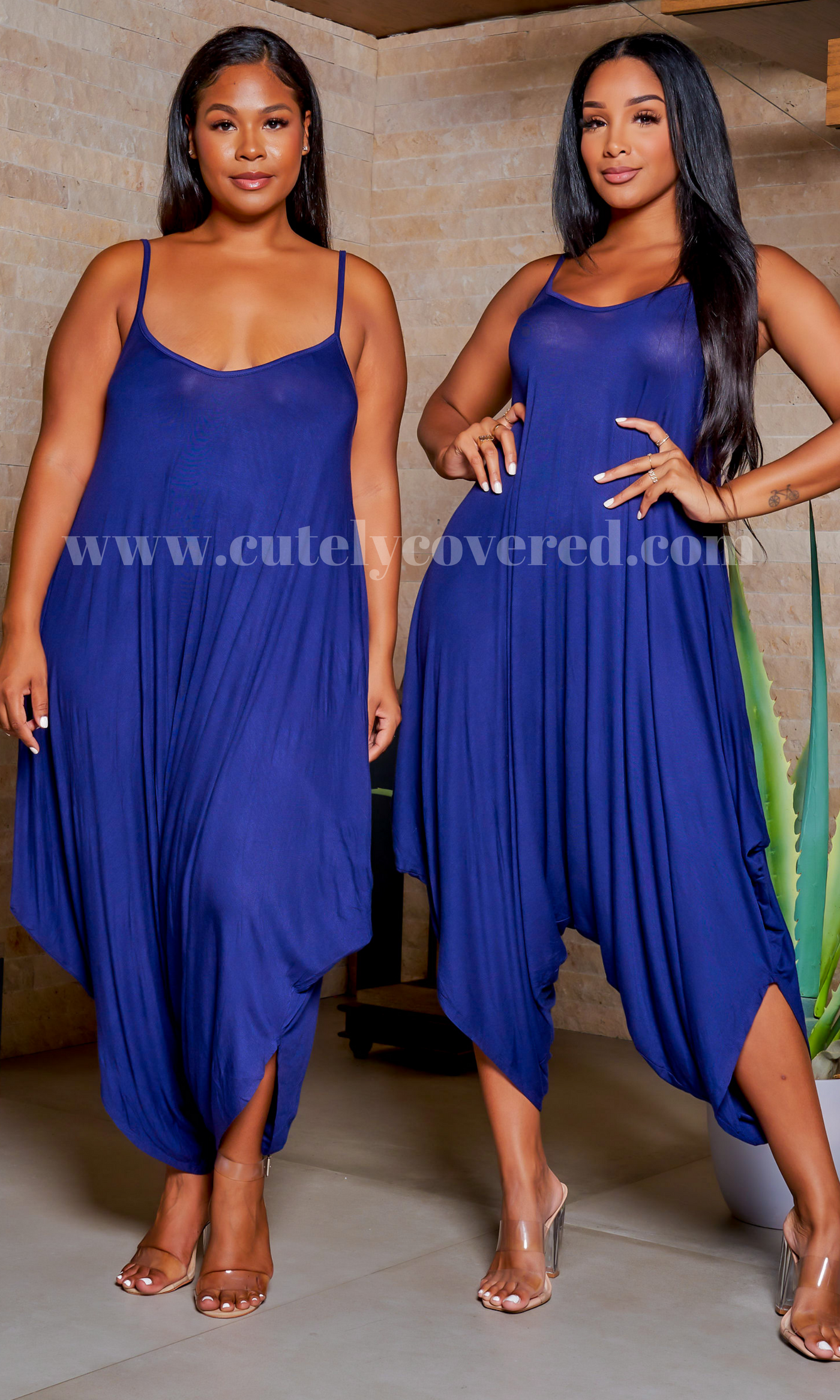 Chic Loose Harem Jumpsuit - Navy - Cutely Covered