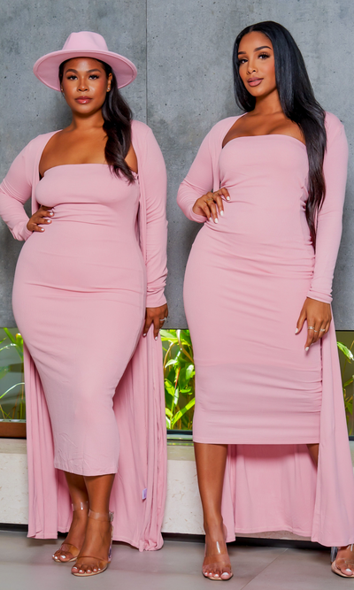 Slay Bae | Cardigan Dress Set - Rose - Cutely Covered