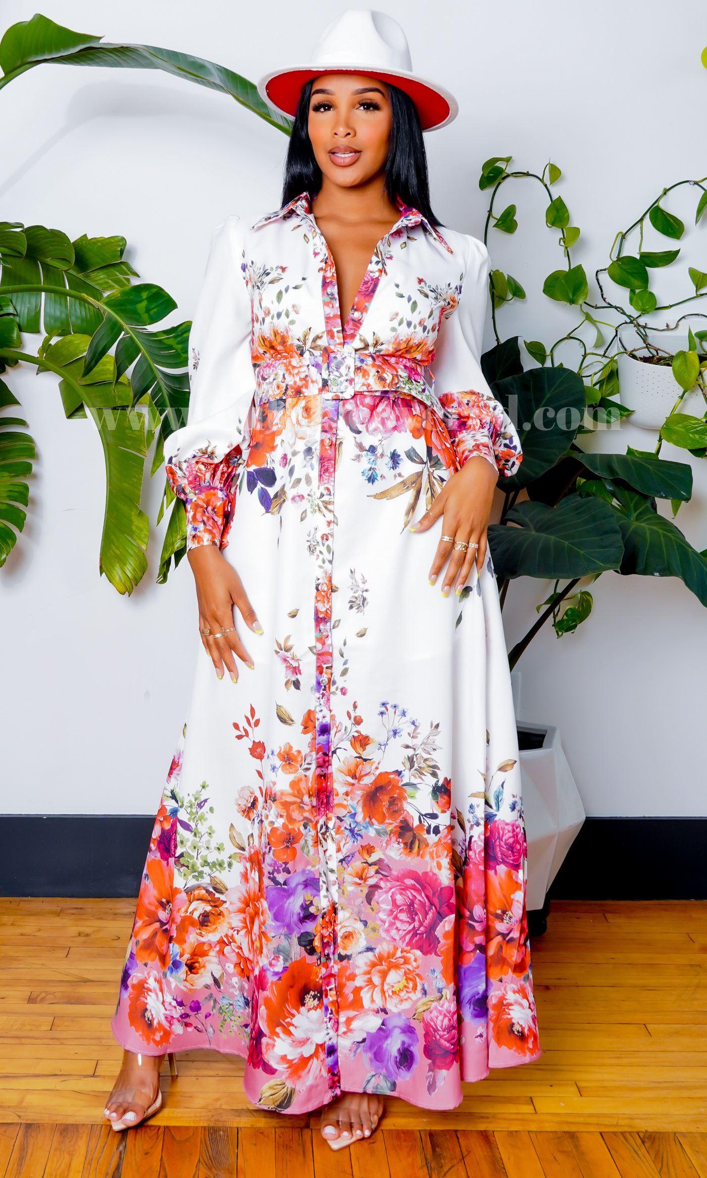 Queen of the Garden I Long Sleeve Maxi Dress -  Mauve Floral - Cutely Covered