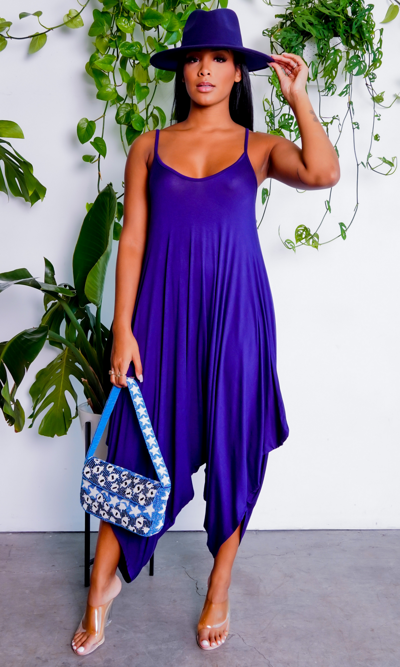 Chic Loose Harem Jumpsuit - Navy - Cutely Covered