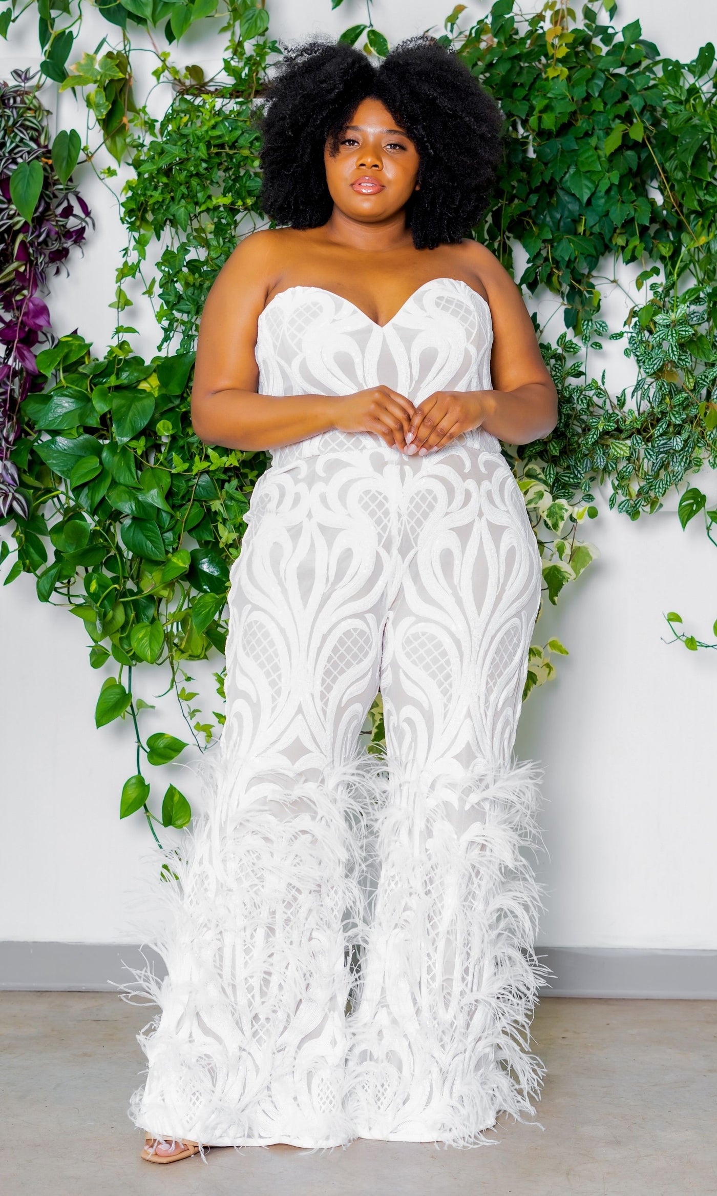 Take Me Away| White Hand Beaded Jumpsuit - Couture Final Sale - Cutely Covered