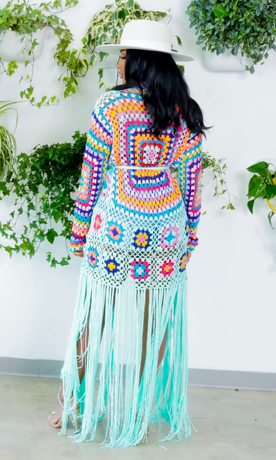 Hollywood | Fringe Crotchet Cardigan - Mint - Cutely Covered