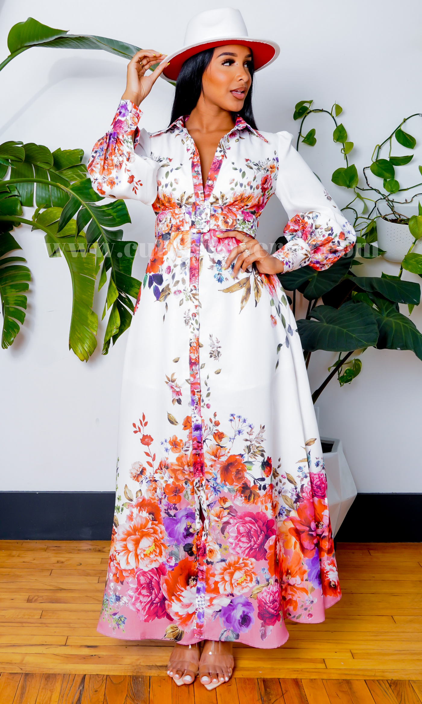 Queen of the Garden I Long Sleeve Maxi Dress -  Mauve Floral - Cutely Covered