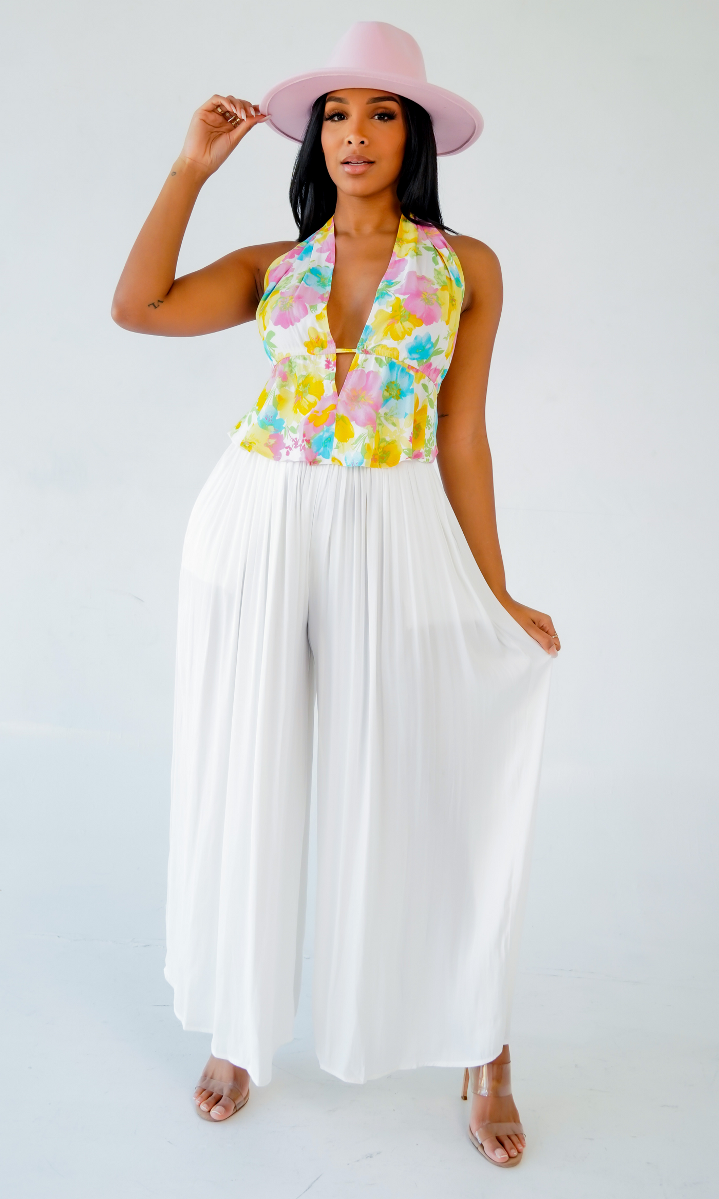 Flowy I High Waisted Pants - White - Cutely Covered