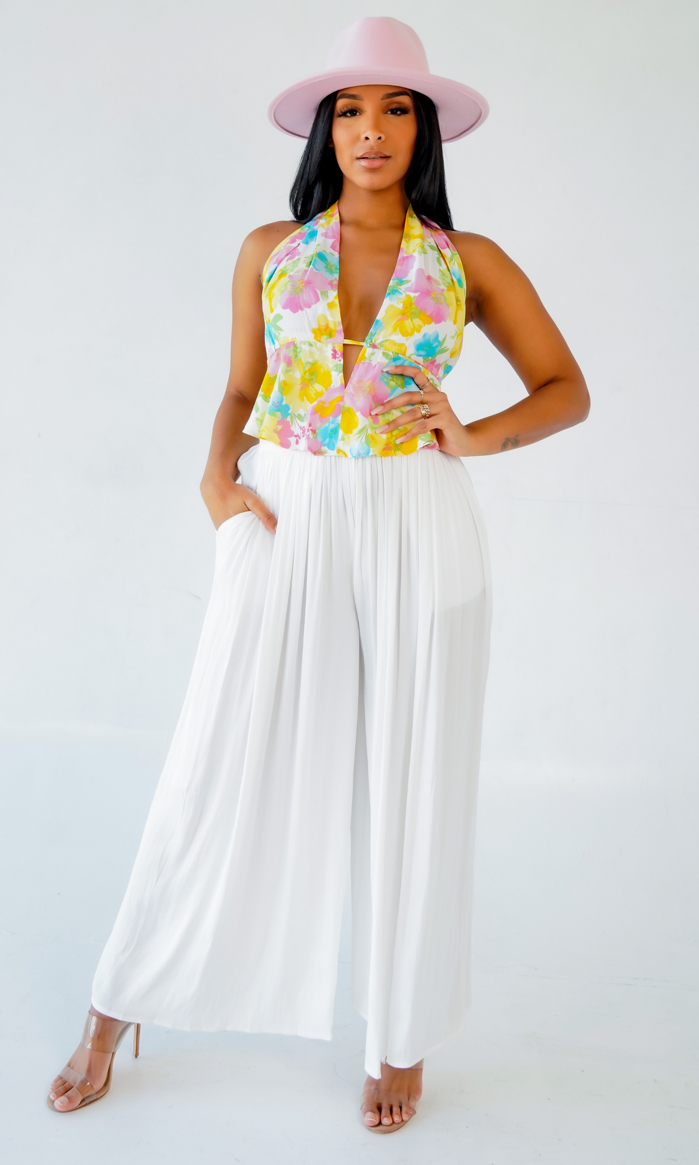 Flowy I High Waisted Pants - White - Cutely Covered