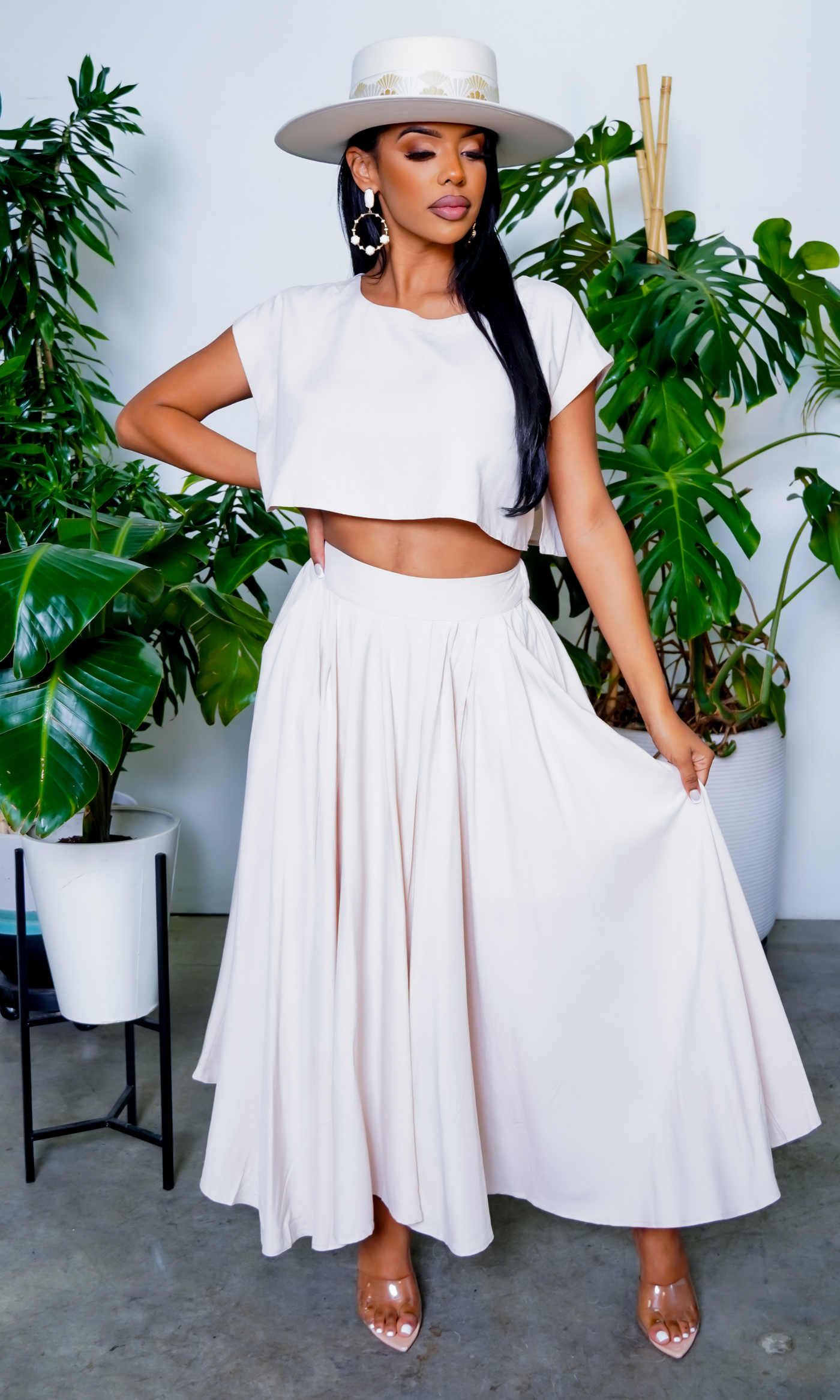 So Lovely | Linen Crop Top Skirt Set - Cutely Covered