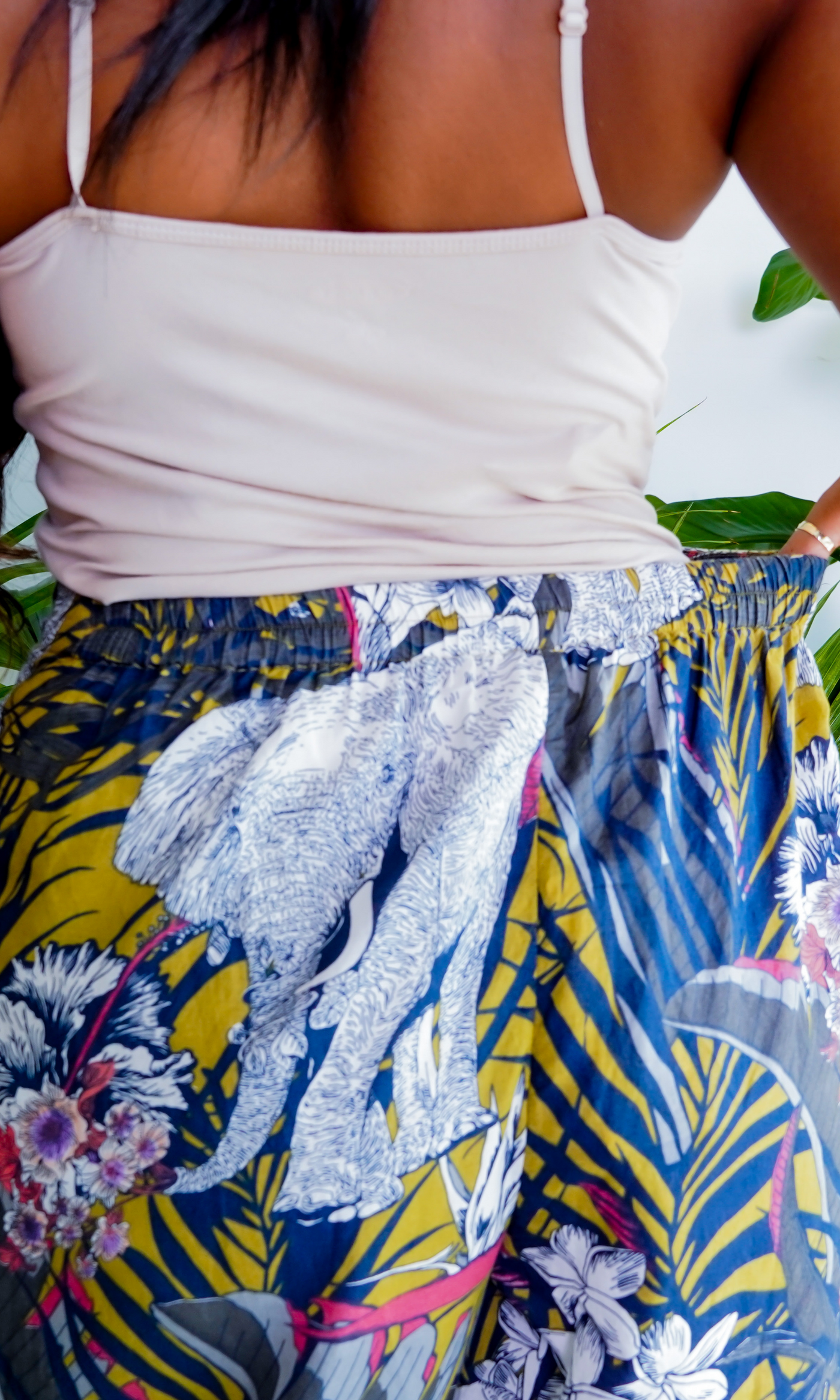 Tropical Palm Printed Stretch Pants - Cutely Covered