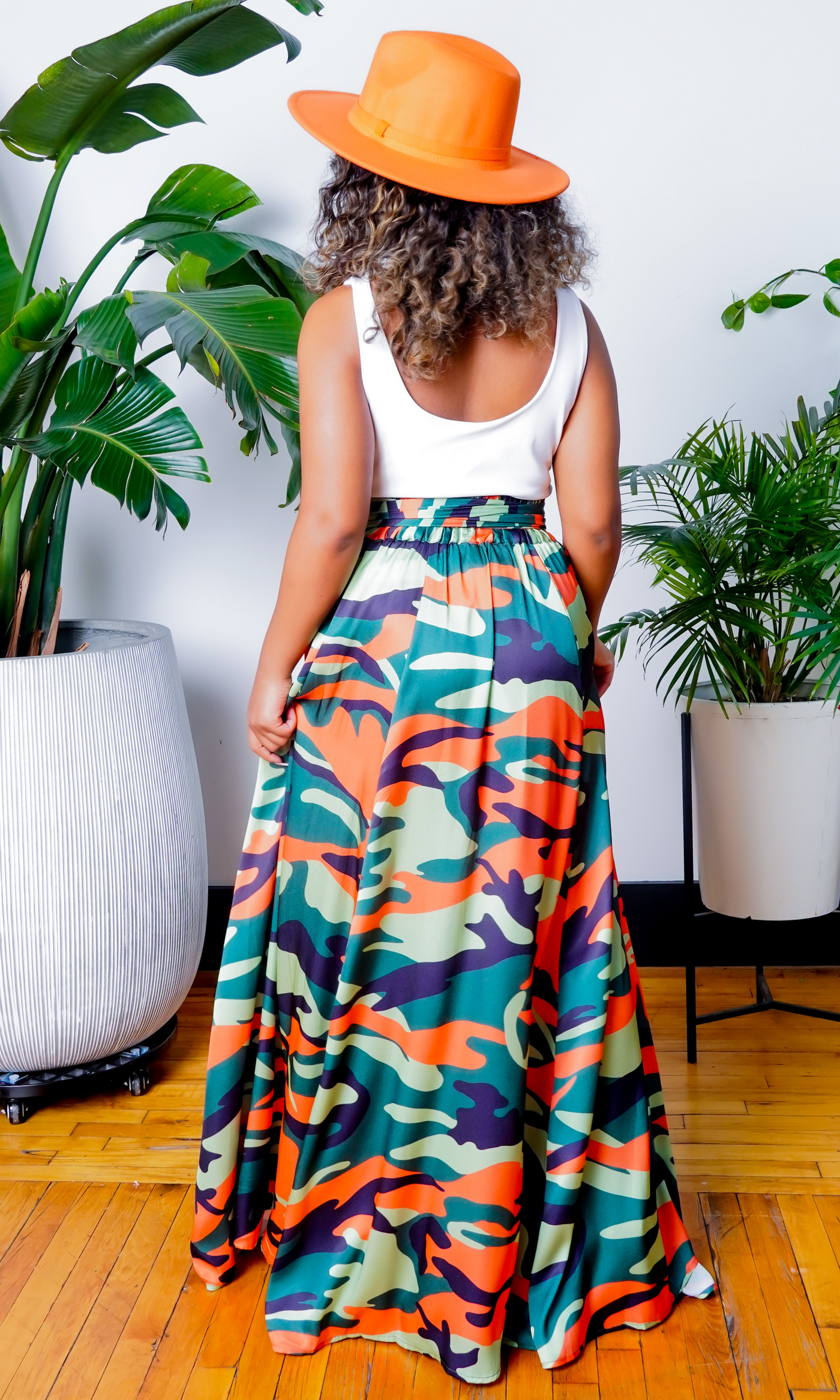 Camo Green Multi Printed Maxi Skirt - Cutely Covered