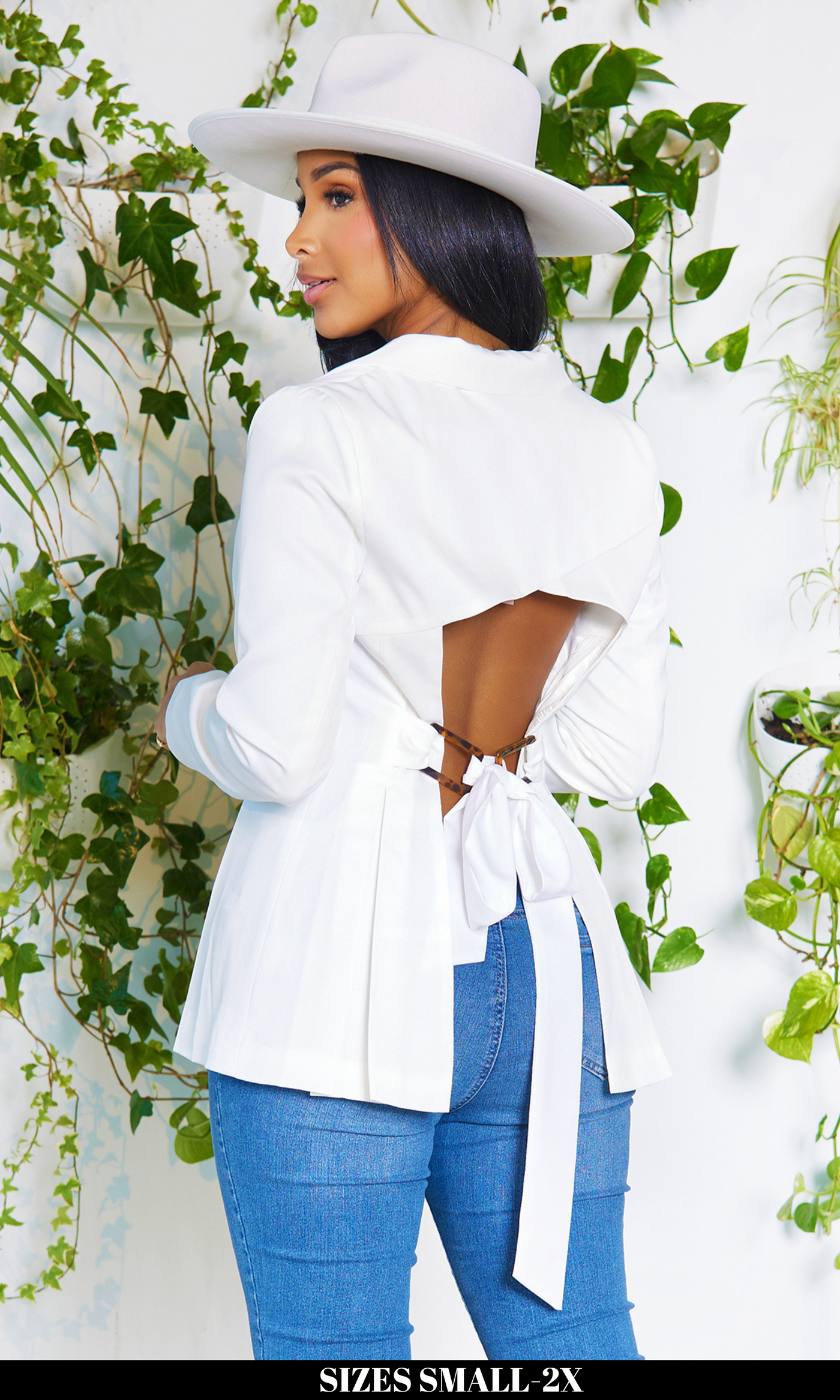 Go Getter | Cut Out Back Blazer - White - Cutely Covered