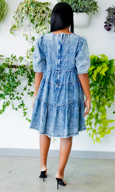 FAB | Oversized Denim layered dress - Cutely Covered