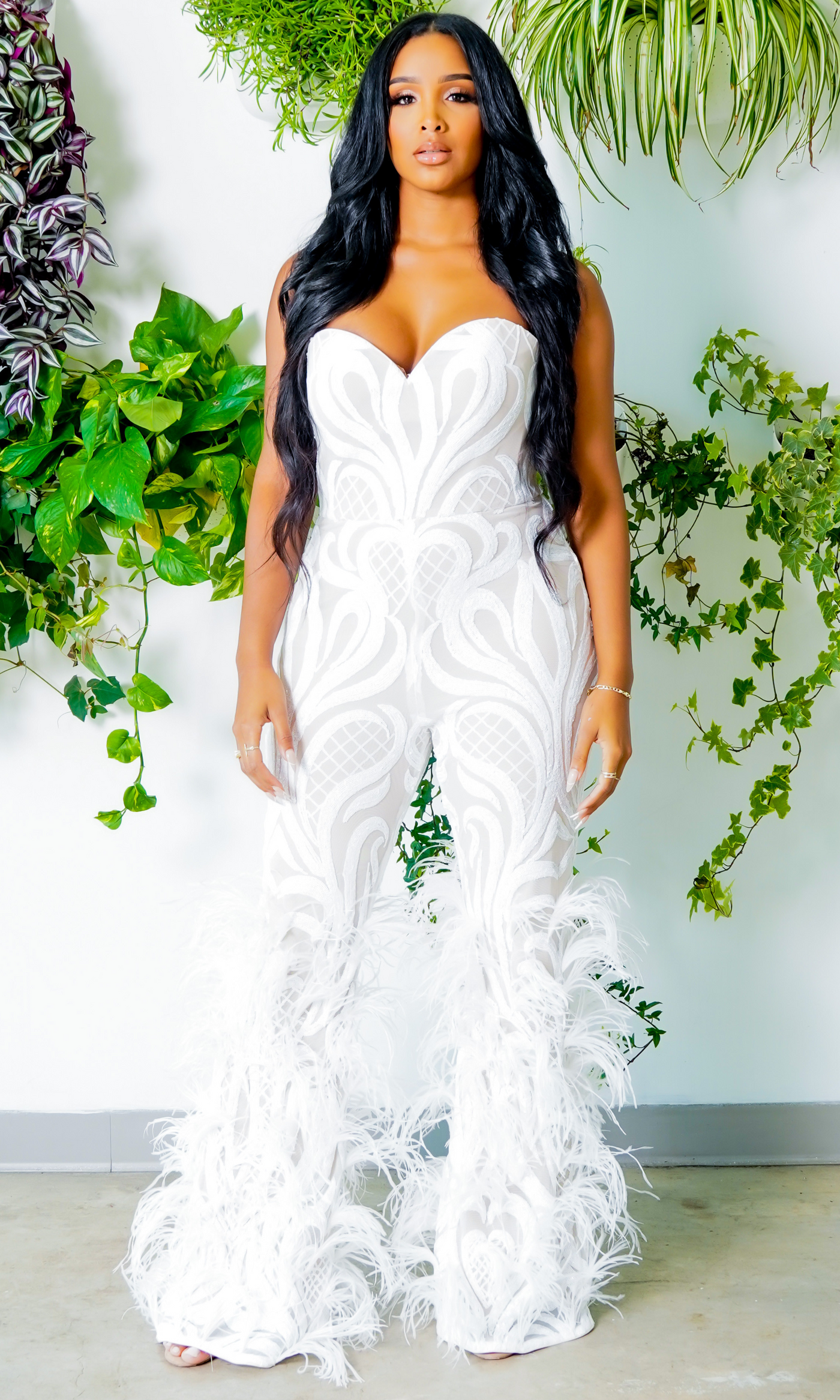 Take Me Away| White Hand Beaded Jumpsuit - Couture Final Sale - Cutely Covered