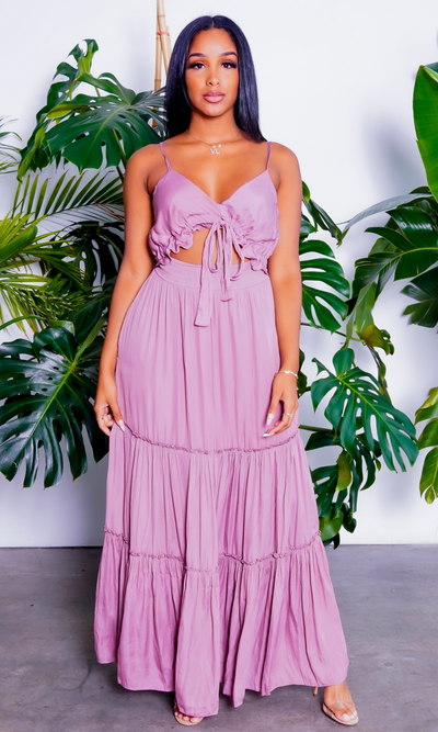 Sun Dress |Cutout Stretch Dress - Mauve - Cutely Covered